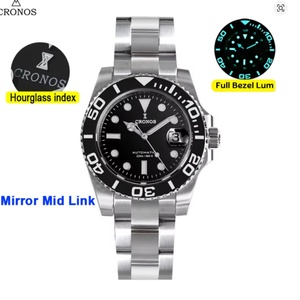 Cronos Sub Diver Men Watch Stainless Steel PT5000 Brushed Bracelet Ceramic Bezel 200 Meters Water Resistant L6018 - Product Image 5