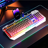 Clavier de jeu filaire AULA F3010, 26 touches, anti-ghosting, panneau métallique ergonomique, rétroéclairage LED mixte, clavier pour joueur, pour ordinateur de bureau et ordinateur portable
