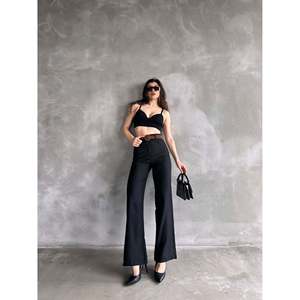 Pantalon taille haute blanc 100 % coton pour femme DEFILE - Confortable et décontracté pour l'été et le quotidien - Product Image 3