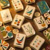 Tuiles de mahjong américaines en acrylique à 4 couches, motif atomique rétro, tuiles de jeu de mahjong pour les jeux de loisirs en intérieur