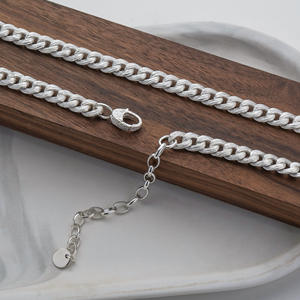 Серебряное ожерелье, чистое серебро, универсальная Cuba, простой матовый, унисекс, стиль ручной работы, модный - Product Image 4