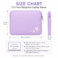 Housse d'ordinateur portable en néoprène personnalisée de 17,3 pouces, motif floral violet, antichoc, avec fermeture éclair, étui pour ordinateur portable OEM ODM