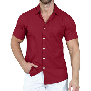 Camicia da uomo con stampa Vintage in cotone e lino Casual a maniche corte/abito da uomo Polo flanella di <span class=keywords><strong>lana</strong></span> vacanze estive t-Shirt all'ingrosso - Product Image 2