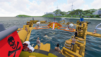Équipement de jeu aquatique géant gonflable pour parc aquatique, avec équipes de pirates amusantes et joyeuses en bataille