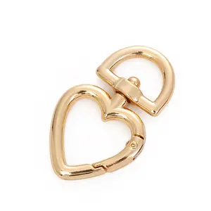 27mm*45mm Zinc Alloy Electroplating KC Gold Peach Heart-Shaped Keychain Key buckle Key Ring