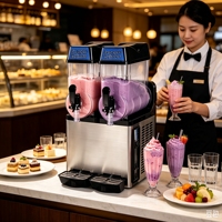 Machine à granita professionnelle à deux robinets en acier inoxydable, grande capacité, pour Daiquiri, Margarita et jus, pour restaurants et bars à jus, stock US