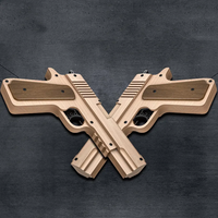 Pistol Mainan Karet Terbaru Aman untuk Anak-Anak dengan 80 Karet Gelang, Pistol Kayu untuk Tembak-tembakan di Luar Ruangan