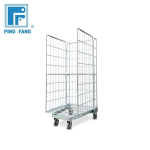 <span class=keywords><strong>Chariot</strong></span> <span class=keywords><strong>de</strong></span> stockage mobile en métal galvanisé pour laverie, cage roulante pliable et empilable en zinc pour entrepôt, <span class=keywords><strong>chariot</strong></span> <span class=keywords><strong>de</strong></span> sécurité à roulettes - Product Image 2