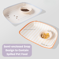Tapis d'alimentation semi-fermé en cuir pour animaux de compagnie, imperméable, pour gamelles de chien et de chat, pour éviter les déversements