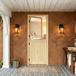 Porte Néerlandaise en Bois Massif, Porte Intérieure Demi-Fenêtrée Style Ferme, Porte Demi-Fenêtrée avec 1/4/6 Vitrages, Panneau de Porte Uniquement - Product Image 3