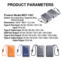 Batterie externe 10000mAh 20000mAh finition métallique, charge rapide 22.5W, chargeur portable avec câbles intégrés, écran LED numérique