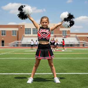 Ensemble jupe et short de cheerleading pour enfants, uniforme scolaire primaire, haute qualité, service OEM sublimé, fabricant pakistanais - Product Image 3