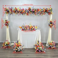 Chemin de table floral artificiel tropical et coloré pour arche de mariage et décoration de scène