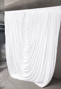 2M Guirlandes baroques préfabriquées blanches avec poche pour tringle, en Spandex, à volants, rideaux drapés extensibles pour plafond - Product Image 4