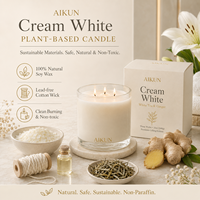 Bougie parfumée artisanale en cire de soja AIKUN de qualité supérieure, 3 mèches, verre ombré, emballage personnalisé, pour boutique de cadeaux de luxe