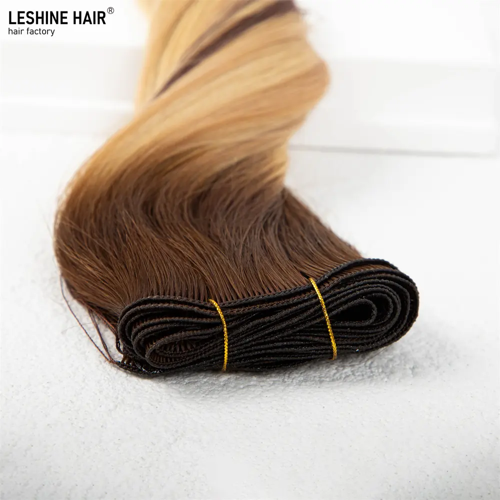 Hand Tied Weft Hair Extension Remy Hair, Platinum Blonde India Hair Vendors Hand-Tied Weft