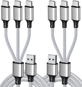 Cable de carga múltiple PD USB C Cable de cargador rápido Cable trenzado de nailon Conectores 3 en 1 C a tipo C Compatible con computadora portátil/teléfono - Product Image 3