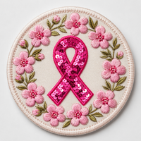 Patchs thermocollants personnalisés en chenille brodée, motif gilet rose de la lutte contre le cancer du sein (SURVIVOR), pour vêtements, chapeaux et sacs