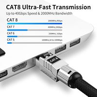 Kabel Patch Ethernet Cat8 KECHENG KC-1213 Kecepatan Tinggi RJ45 Kabel Jaringan Konduktor Tembaga Murni Gaming SFTP Terproteksi 10ft 15ft