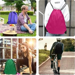 <b>Drawstring</b> <b>Backpacks</b> Bulk 16x13 Inch Polyester Cinch Sack Double <b>Drawstring</b> Reinforced Corner Bottom Zipper Pocket Gym 16 Colors - Product Image 3