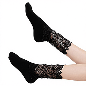 Calcetines de punto transpirables de verano con encaje y diseño coreano para adolescentes - Product Image 4