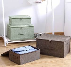 Caja de Almacenamiento para Ropa, Edredones, Ropa Interior, Organizador de Almacenamiento de Ropa de Cama de Lino y Algodón, Organizador de Armario para Guardar Ropa - Product Image 1