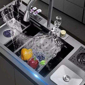 Évier de cuisine nano multifonctionnel de 88cm avec cascade en acier inoxydable et laveuse de tasses - Product Image 1