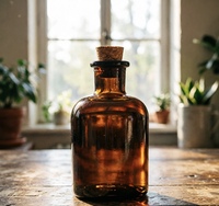 Botol Kaca Amber Bulat 125ml dengan Tutup, Stoples Penyimpanan Tertutup untuk Gula, Kue, Minuman, Teh Bunga, Permen, Biji-bijian & Bumbu