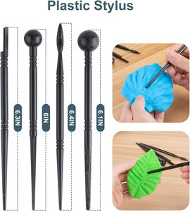 <span class=keywords><strong>Kit</strong></span> d'outils pour argile 25 pièces, pour sculpture de céramique et argile polymère, séchage à l'air, artisanat pour adultes, avec fermeture éclair, noir, pour rangement - Product Image 6