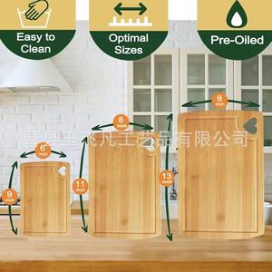 PYSUG Cutting Board 3-Piece Set Bamboo <b>Wood</b> Kitchen Chopping <b>Blocks</b> Rectangle Natural Color - Product Image 3