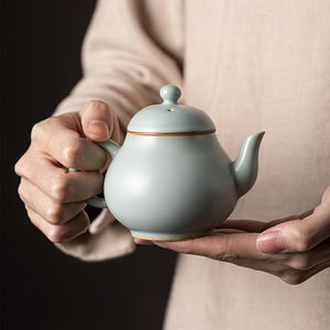 Tianqing Ru Kiln Ceramic Teapot <b>Small</b> Round Porcelain With <b>Lid</b> For Kung Fu Tea Set - Product Image 1