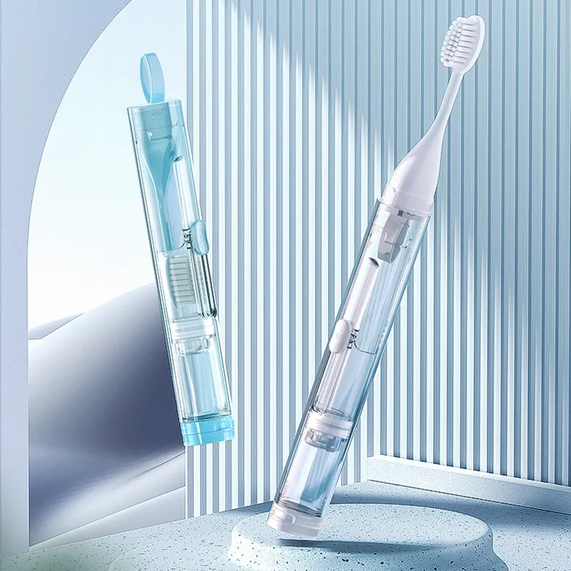 Travel portable toothbrush toothpaste all-in-one storage box folding soft travel toothbrush