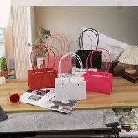 Tas Jinjing Motif Bunga Berbentuk Belah Ketupat Jelly Macaron, Tas Pembawa Buket Bunga Persegi
