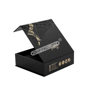 Black Magnetic <b>Foldable</b> Gift <b>Box</b> Spot UV Printing Custom Rigid Packaging with Insert for Bottle and Luxury Gifts - Product Image 1