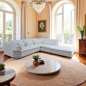 Sofá Seccional Modular Moderno de Alta Calidad OEM ODM, Tapizado en Tela de Lino, Estilo Tofu, Forma de <span class=keywords><strong>L</strong></span>, para Sala de Estar - Product Image 6