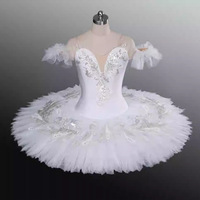 En gros, Tutu de ballet professionnel classique pour enfants, modèle Lago des cygnes blanc, style pancake, robe de danse de ballerine pour fête, pour fille