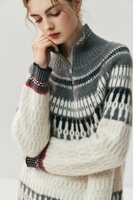 Pull 100% cachemire, col haut pour femme, demi-fermeture éclair, pull en tricot épais, veste pull ample