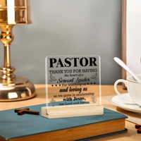 Plaque de table rectangulaire en acrylique gravée au laser toutes saisons - Cadeau de remerciement pour pasteur/leader d'église, à poser sur le bureau
