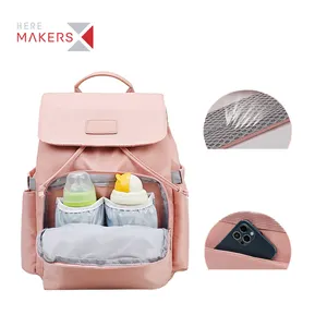 Stylish design vegan baby bag quilted nappy bag set luiertas Factory custom girl mummy travel diaper backpack for mom