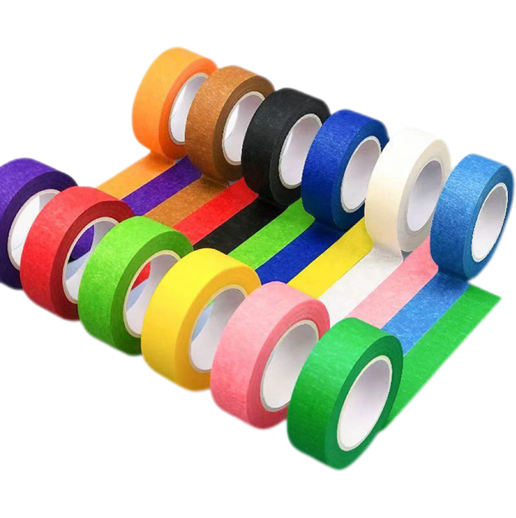 Wholesale Color Masking Crepe Paper Tape Exterior Wall Decoration Paint Hand Tear Color Adhesive Tape Good Adhesion