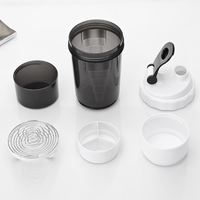 2026 Neues Design Benutzerdefiniertes Logo Doppelwandiger Becher Plastik-Protein-Shaker-Flasche Mit Edelstahl-Rührkugel