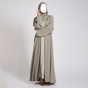 Custom Premium Korean <span class=keywords><strong>Nida</strong></span> 2 pezzi Abaya Set elegante e fluida musulmana vestito da donna abbigliamento islamico all'ingrosso Open Luxury Abaya - Product Image 3