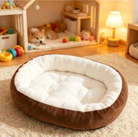 Lit pour animaux de compagnie en polycoton doux et confortable, amovible, lavable, design portable pour chats d'intérieur, petits chiens, hiver, sommeil profond