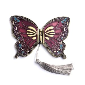 Retro Style Butterfly Shape Luxury Souvenir Gift Folding <b>Compact</b> Pocket Double Sides <b>Mirror</b> - Product Image 4