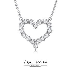 S925 collana con ciondolo a cuore scavato in argento puro per le donne; Lusso leggero con un alto senso <span class=keywords><strong>di</strong></span> stile accessorio per la clavicola - Product Image 4