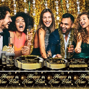 2025 <span class=keywords><strong>anno</strong></span> nuovo Party Set di stoviglie monouso Premium In alluminio In Stock piatti di carta tazze stendardo decorazioni da tavola compleanni - Product Image 3
