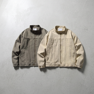 Men's High Quality Vintage Work Jacket Stand Eco-Friendly Windproof <b>Plain</b> Cotton Heavy <b>Canvas</b> Chore Jacket Blank Oversized - Product Image 2