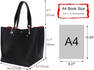 <strong>Large</strong> PU Solid Color Zip Closure <strong>Work</strong> Tote <strong>Bag</strong> for Women Designer Big Bucket Style Travel Crossbody Purse - Product Image 2
