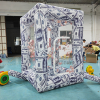 Cabine gonflable de machine de grippage d'argent de cube en espèces de PVC avec le ventilateur pour annoncer la promotion d'événement