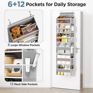 Over The Door Organizer 6 Tiers Heavy Duty Hanging <b>Storage</b> With Large Capacity Pockets Behind Door Closet Organizer - Product Image 4